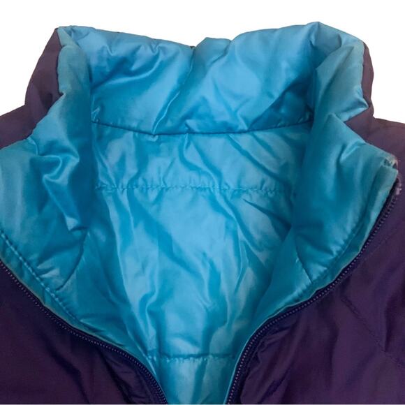 Reversible Blue Turquoise Quilted Puffer Barn Jacket Small Winter Lightweight - Picture 5 of 11